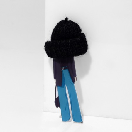 Brooch "Girl" in a jacket, color in silver-1