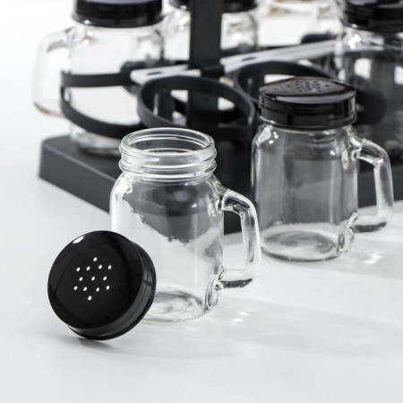 Set for glass spices on the stand “Spices”, 120 ml, 7.5 × 5 × 8.5 cm, 8 pcs, black color-1