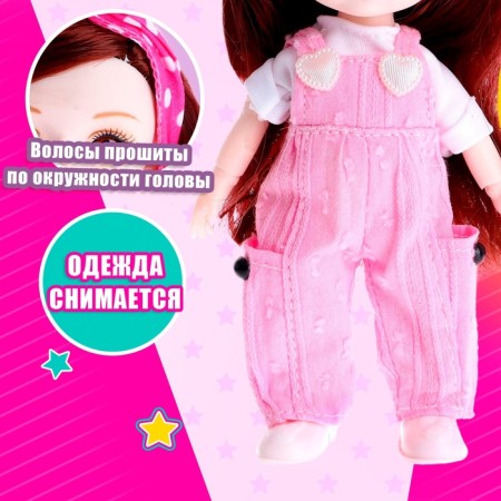 Fashionable hinge doll "Nova" in overalls-3