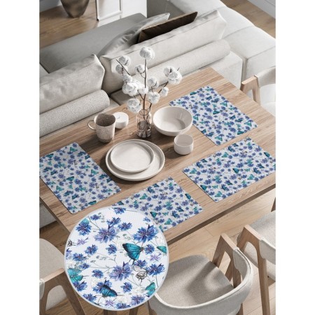 A set of napkins for setting the table "Field of cornflowers", rectangular, rounded edges, size 30x46 cm, 4 pcs-1