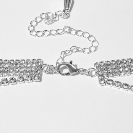 Choker "ice", white color in silver 4 rows, 44.5 cm-1