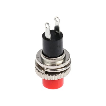 Switch-Knopka, 250 V, 2 A, On-OFF, 2C, D = 10.2 mm, without fixation, metal, red-1