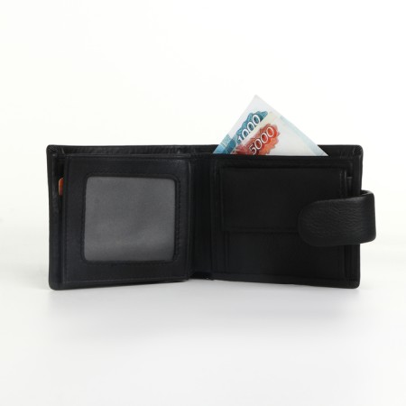 Male purse on the button, black color-5