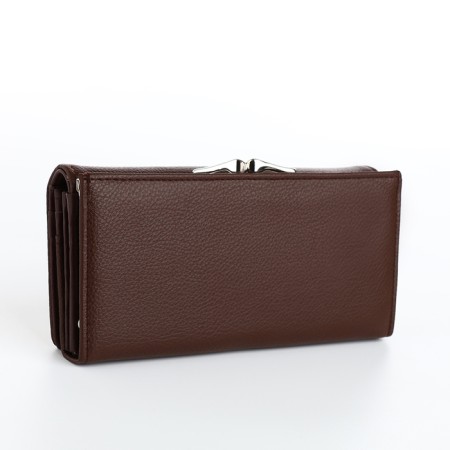 Women's wallet on magnets, brown color-1