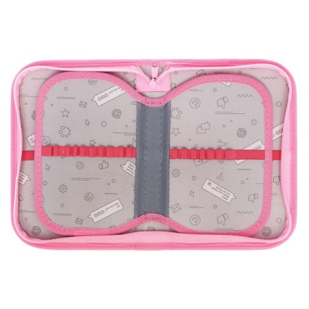 Penal 3 sections, tab inside, 140 x 210 x 40 mm, fabric, calligrata top block "flamingos"-4