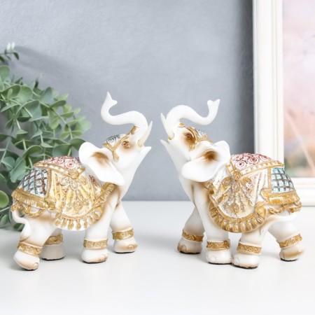 Polystone souvenir "White Elephant in the Golden Rich Popone" MIX 6x11x13 cm