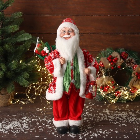 Santa Claus "in the vest and with the lantern" moves, 45x22 cm, red-green
