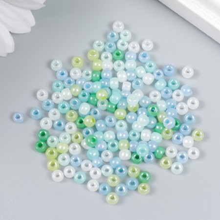 Glass beads 6/0 "green-blue melange" 10 g
