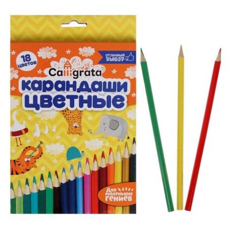 Pencils 18 flowers, wooden body, triangular