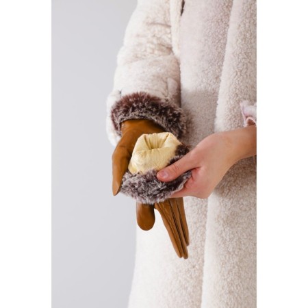 Female gloves, size 7.5, with insulation, beige color-4