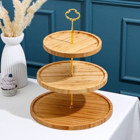 Bamboo feed dish, 3 tiers, 28 × 28 × 37 cm-3