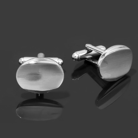 Cufflinks "oval" voluminous, silver color
