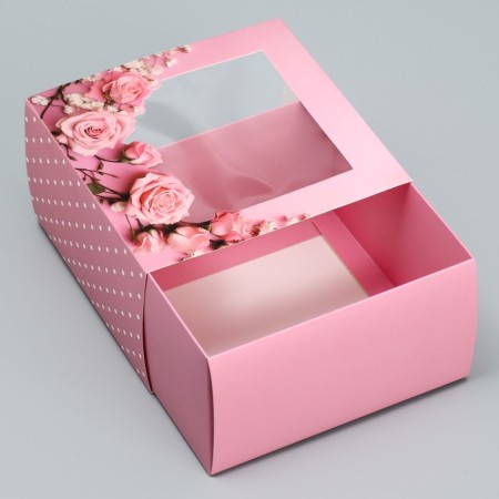 Gift-bearing box folding, packaging, “delicate roses”, 14 x 14 x 8 cm-6