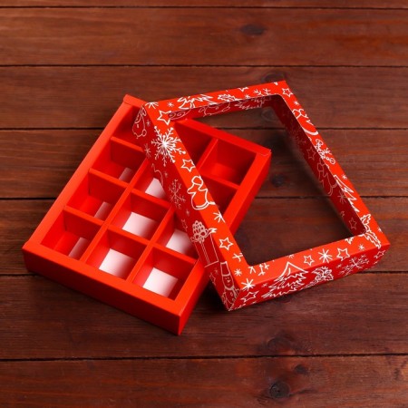 New Year. Box for 12 sweets "Snowman", 19 x 15 x 3.6 cm, confectionery packaging-3