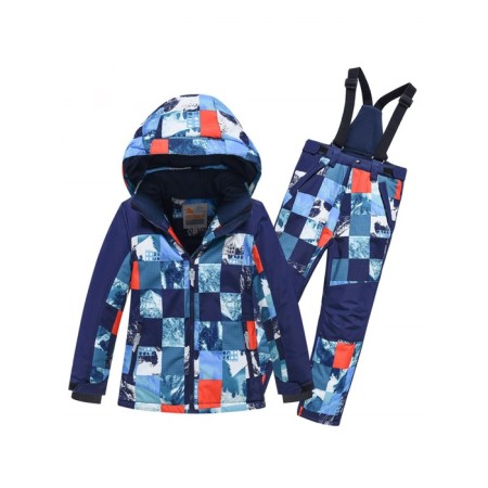 Ski costume for a boy, height 128 cm, dark blue color