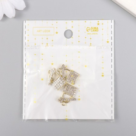 Decor for creativity metal, rhinestones "Lacking with a key" mix 1.5x1.9 cm-3