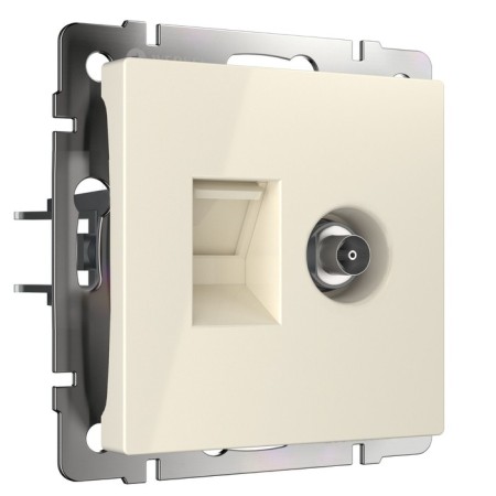 Rosette W1181303, TV+Ethernet, RJ-45, 6 Cat., Ivory