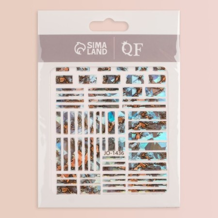 Nail stickers "broken glass", foil, blue/gold/graphite color-1