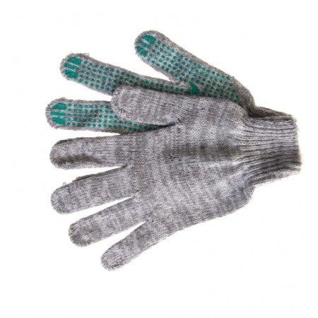 Working gloves, x/b, knitting class 7, with PVC dots, melange, set 6 pcs.