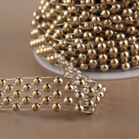 Beads on threads, flat, 14 mm, 9 ± 1 m, gold color-1