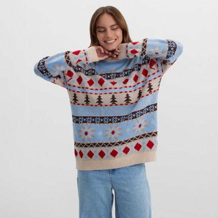 New Year. Knitted jumper KAFTAN Scandinavia size 50, blue-7