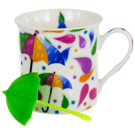 Mug with a strainer Balsford “Gift Time - Miracles Time!”, New Bone Porcelain, 300 ml, Mix color-3