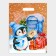 New Year. The Penguin Postman Package, plastic with a cut pen, 30 x 40 cm.