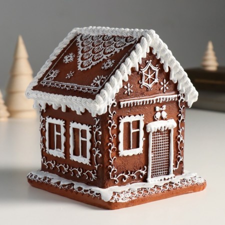 Souvenir Polystone Light "Gingerbread House with Patterns" 13x13x15 cm-1