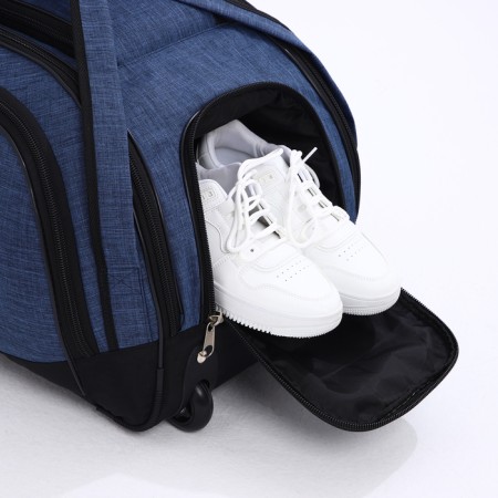 Road bag on wheels, 3 outer pockets, black/blue color-4