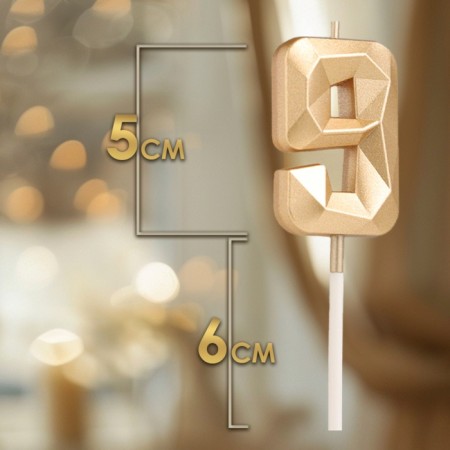 Candle in the cake on the skewer "Almaz", the number "9", champagne, 4.8x2.6 cm-1