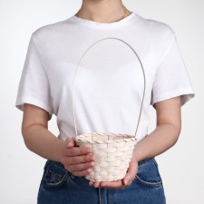 Wicker basket, bamboo, white, (cylinder)