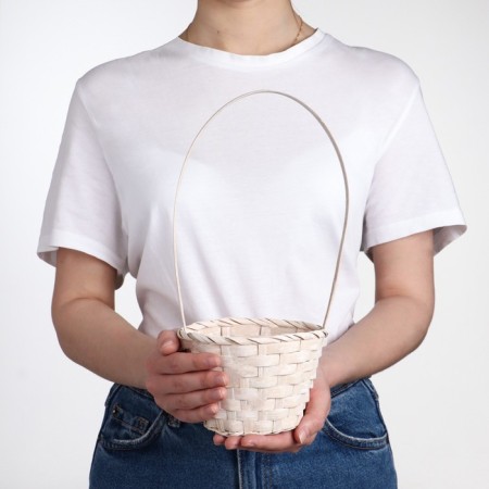 Wicker basket, bamboo, white, (cylinder)