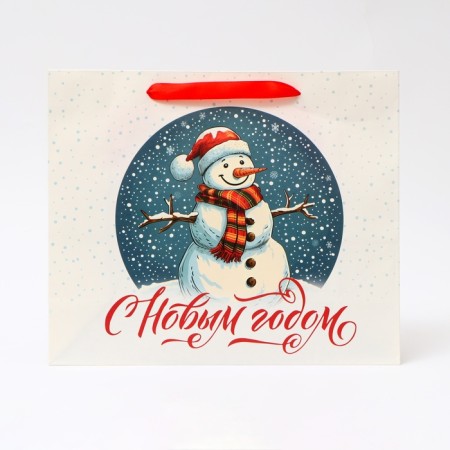 New Year. New Year's Paper Gift package, "Snowman", 31 x 26 x 11 cm.-1