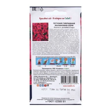 Seeds of Petunia flower "Raspberry dawn" F1 1. 5 pieces-1