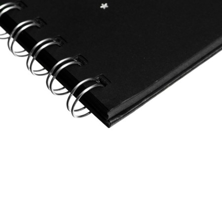 A5 sketchbook, 30 black sheets on the crest, "Moon", solid substrate, density 110 gr., Mix-4
