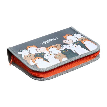 Penal 1 section 140 x 210 x 40 mm, folding pocket and cosmetic bag, fabric, calligrata topontent "cats"-3