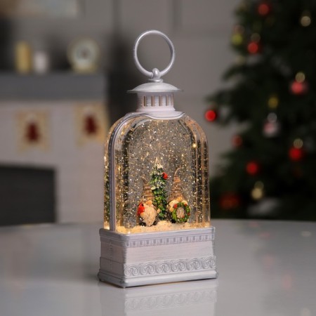LED figure “Lantern with gnomes” 10.7 × 20.5 × 6.2 cm, plastic, AAX3 batteries (not in the kit), USB, glow warm white