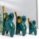 Souvenir ceramics "Elephants - Green Gloss" gold set 3 pcs 9x11; 10.5x15.5; 12.5x19 cm