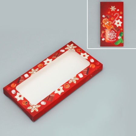 Box for chocolate "Magic moments", with a window, 17.3 x 8.8 x 1.5 cm, New Year