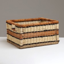 Wicker basket, 39x31x21.5 cm, rattan, jute