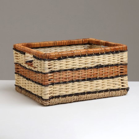 Wicker basket, 39x31x21.5 cm, rattan, jute