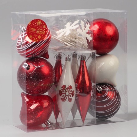 Set of jewelry plastic 22 pcs "Frosty day" red-white-1