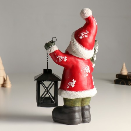 Ceramics Ceramics "Santa Claus in a red fur coat, with a flashlight and a Christmas tree" 15.5x9x30 cm-3
