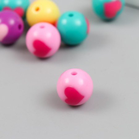 Beads Plastic "Ball with heart" Gloss Mix d = 1.6 cm set 20 g-2