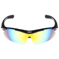 Bicycle glasses with interchangeable lenses in the case, black color