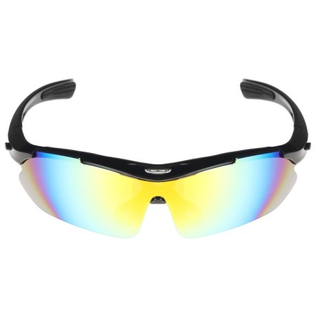 Bicycle glasses with interchangeable lenses in the case, black color