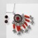 Set 2 objects: earrings, pendant "solo" oval, red color in black silver, 48 cm