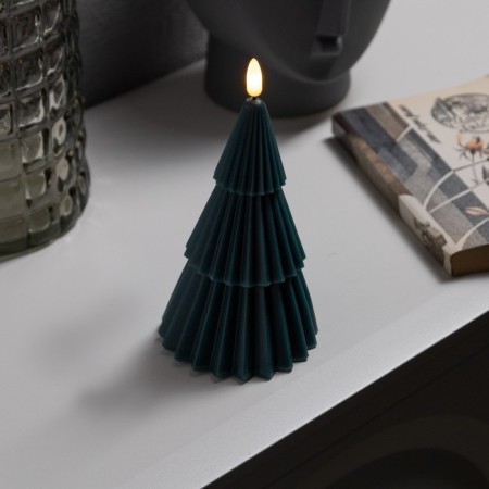 LED candle "Green Christmas tree" 10 × 18.5 × 10 cm, wax, battery CR2032, glow warm white