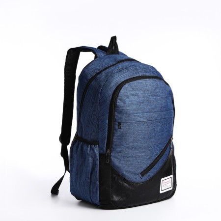 A backpack with a zipper, with USB, 4 outer pockets, bag, pencil case, blue color-4