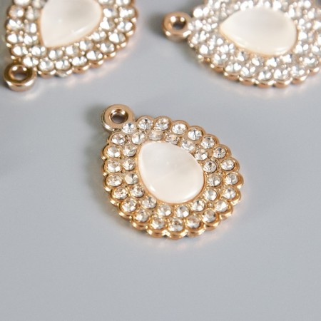 Decor for creativity plastic "Drop in openwork" gold with rhinestones 3.2x2.4x0.6 cm